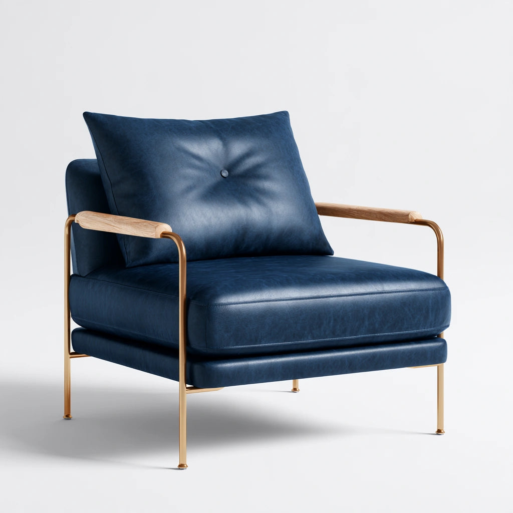 Fauteuil d'appoint aux lignes épurées, coloris bleu marine