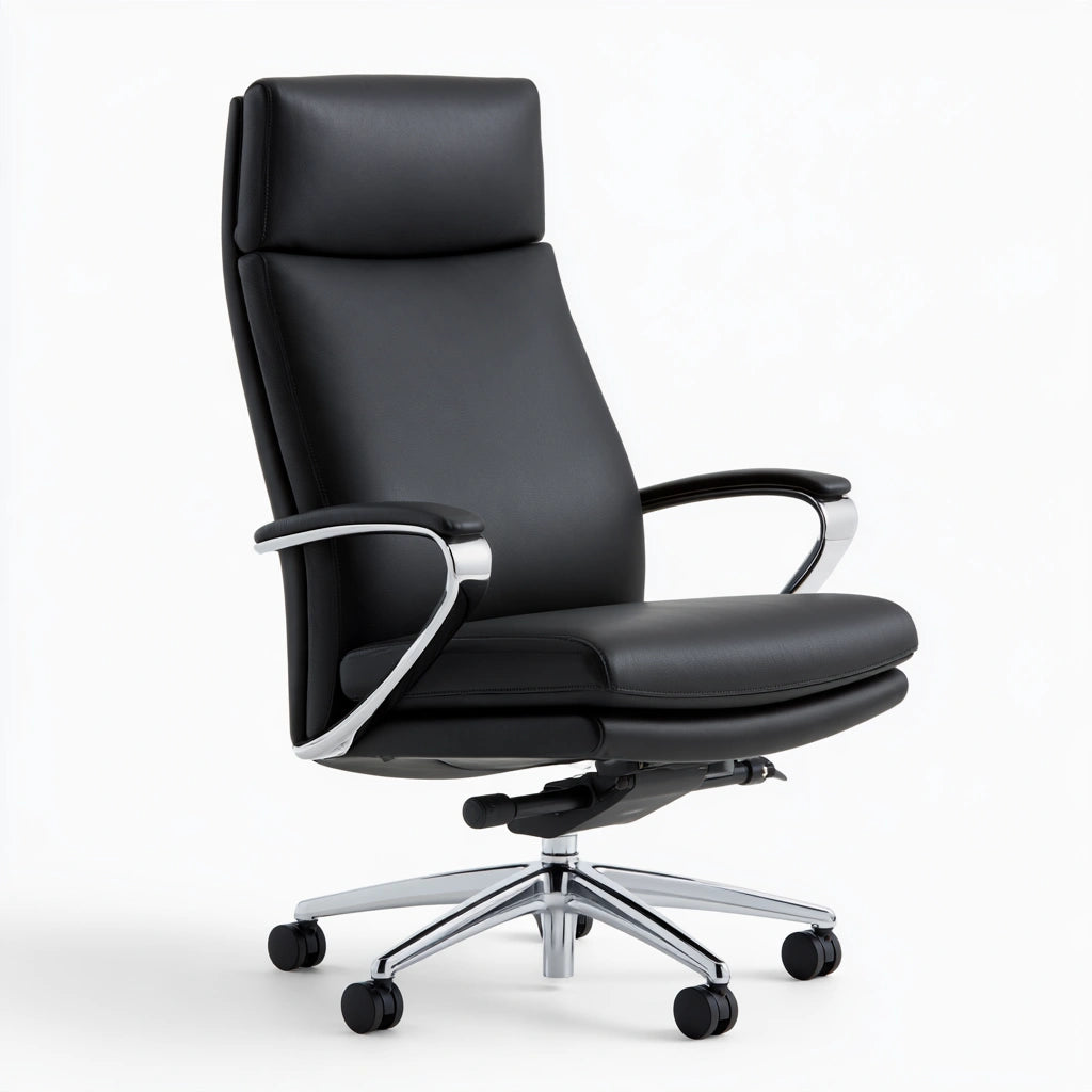 Fauteuil de bureau direction aux lignes épurées à dossier haut, coloris noir