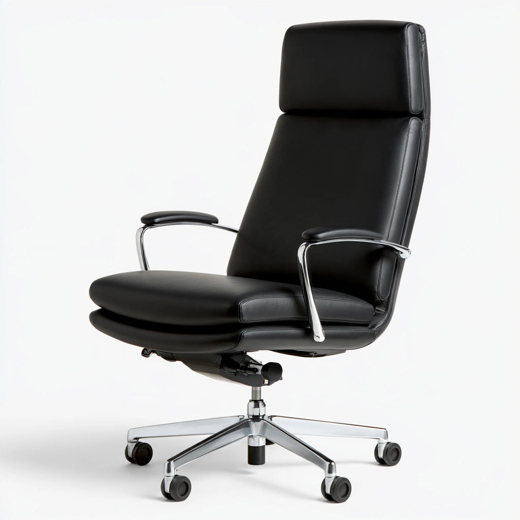 Fauteuil de bureau direction aux lignes épurées à dossier haut, coloris noir