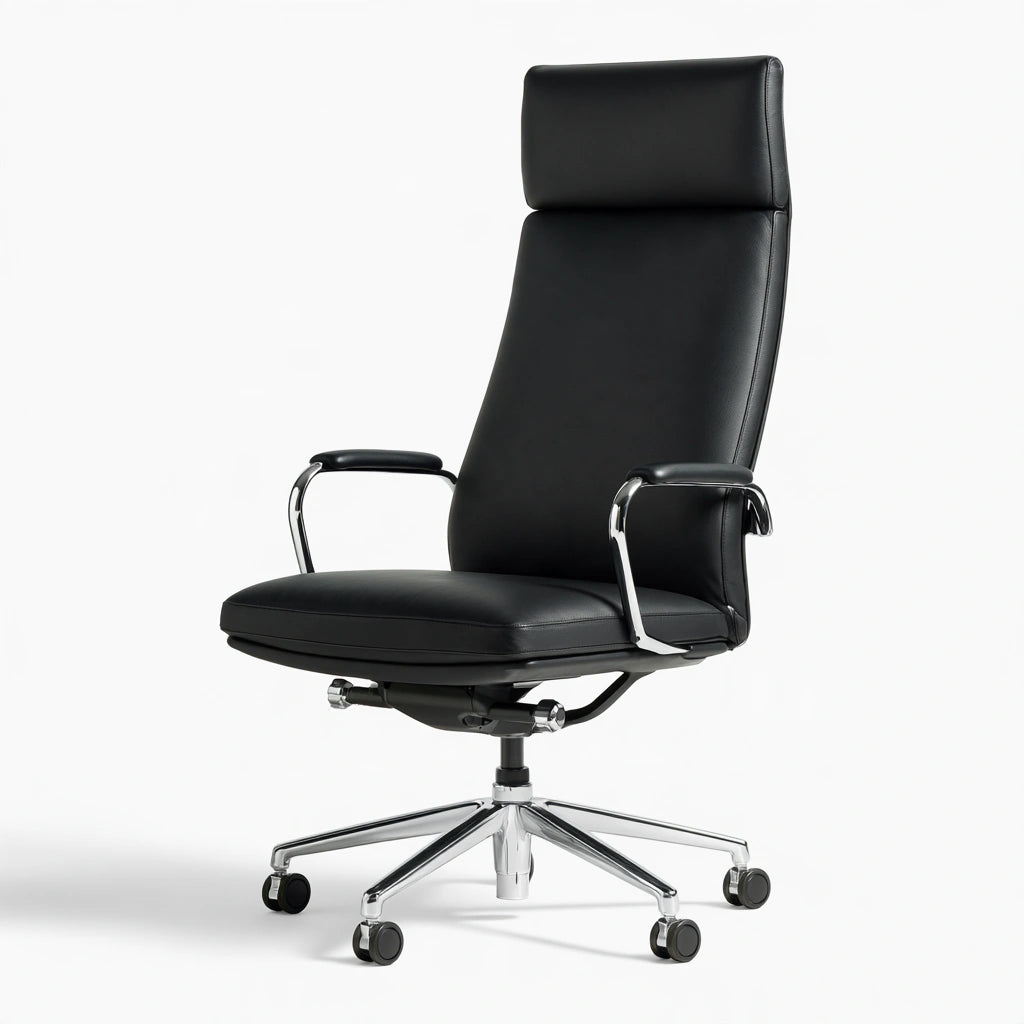 Fauteuil de bureau direction aux lignes épurées à dossier haut, coloris noir