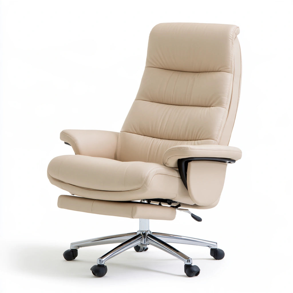 Fauteuil de bureau direction en similicuir, coloris beige
