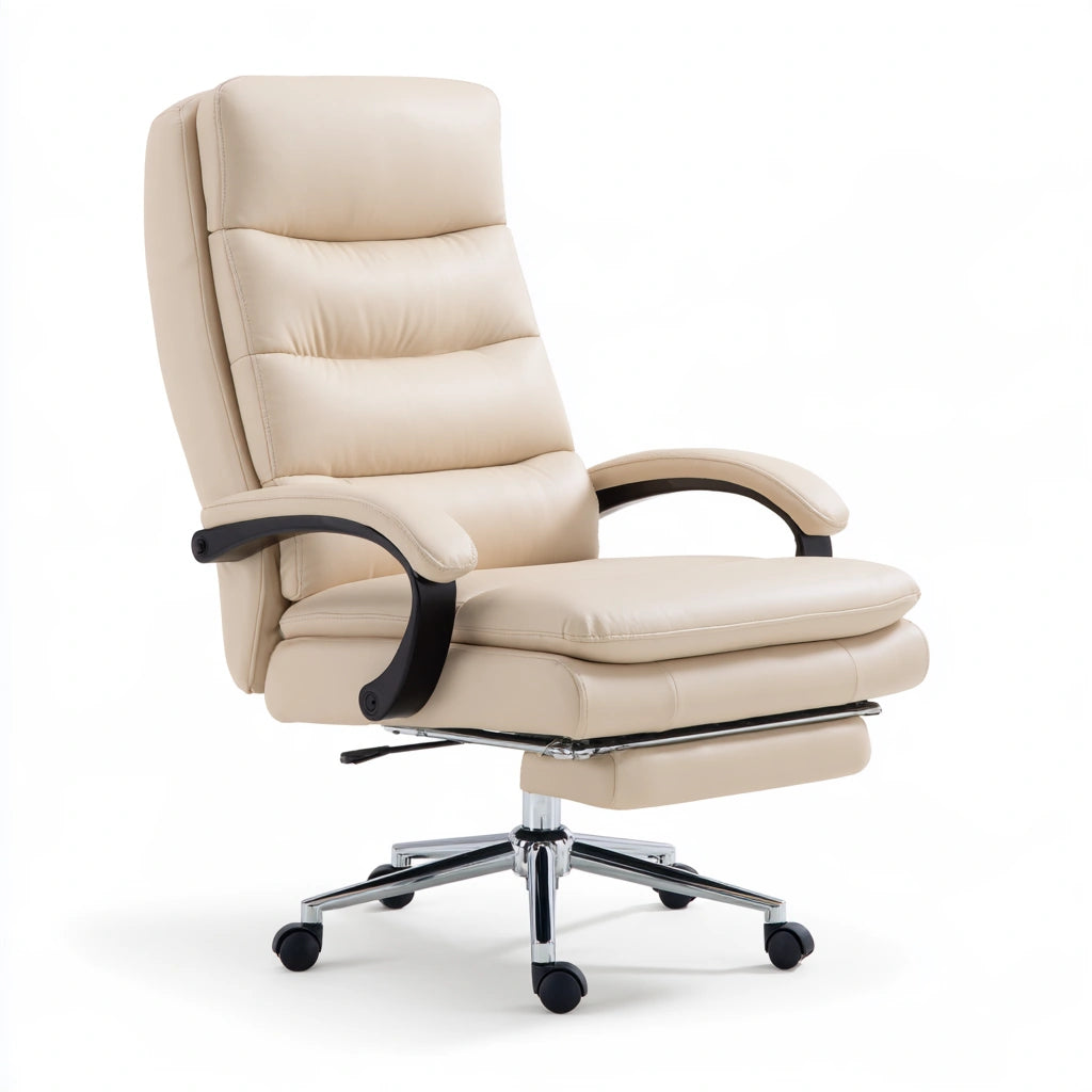 Fauteuil de bureau direction en similicuir, coloris beige