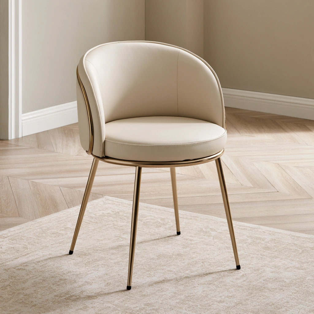 Tabouret de coiffeuse rembourré aux lignes épurées, coloris crème