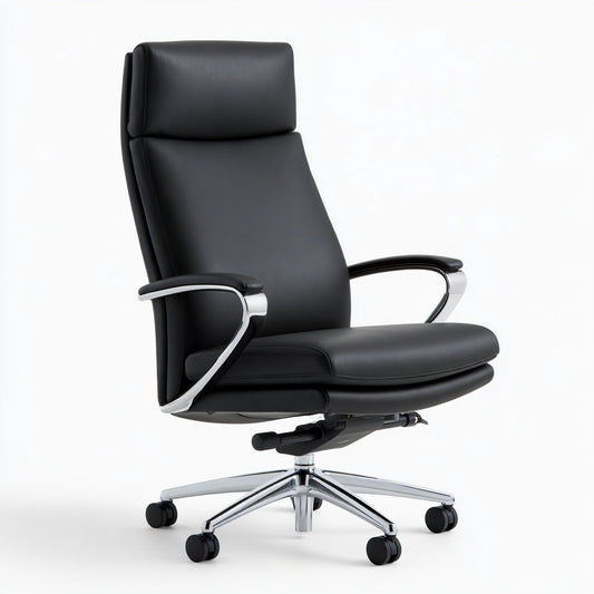 Fauteuil de bureau direction aux lignes épurées à dossier haut, coloris noir