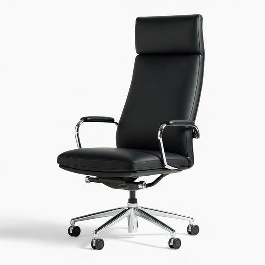 Fauteuil de bureau direction aux lignes épurées à dossier haut, coloris noir