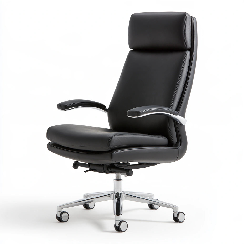 Fauteuil de bureau direction aux lignes épurées à dossier haut, coloris noir