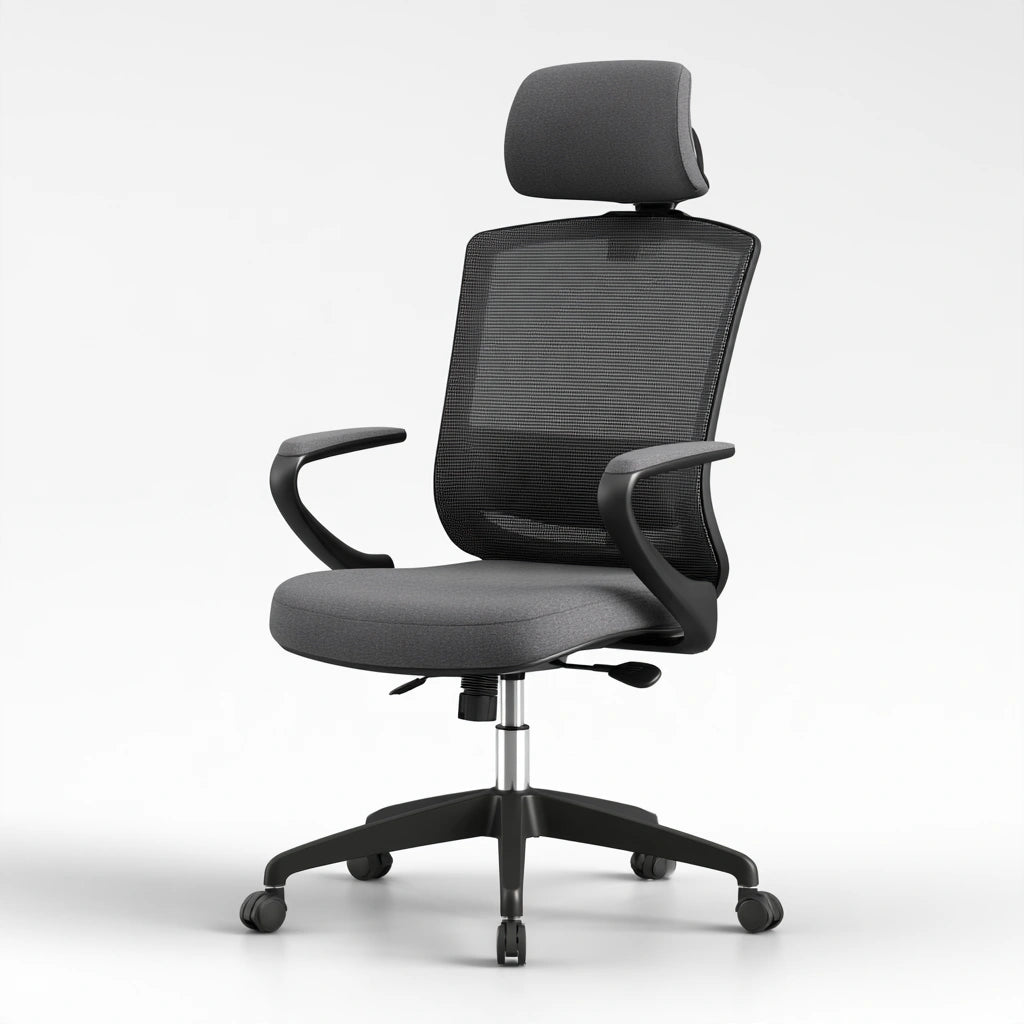 Fauteuil de bureau ergonomique aux lignes épurées, coloris gris