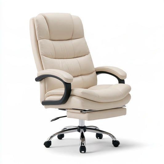 Fauteuil de bureau direction en similicuir, coloris beige
