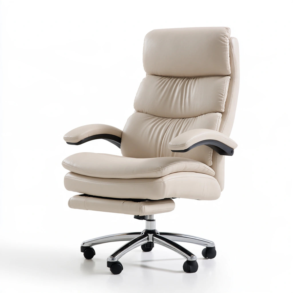 Fauteuil de bureau direction en similicuir, coloris beige